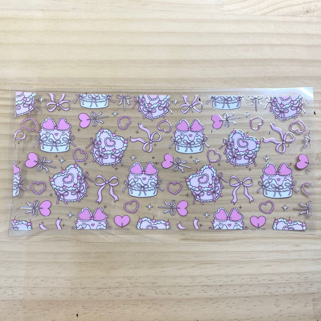 16oz UVDTF Cup Wraps,Cake With Bowknot