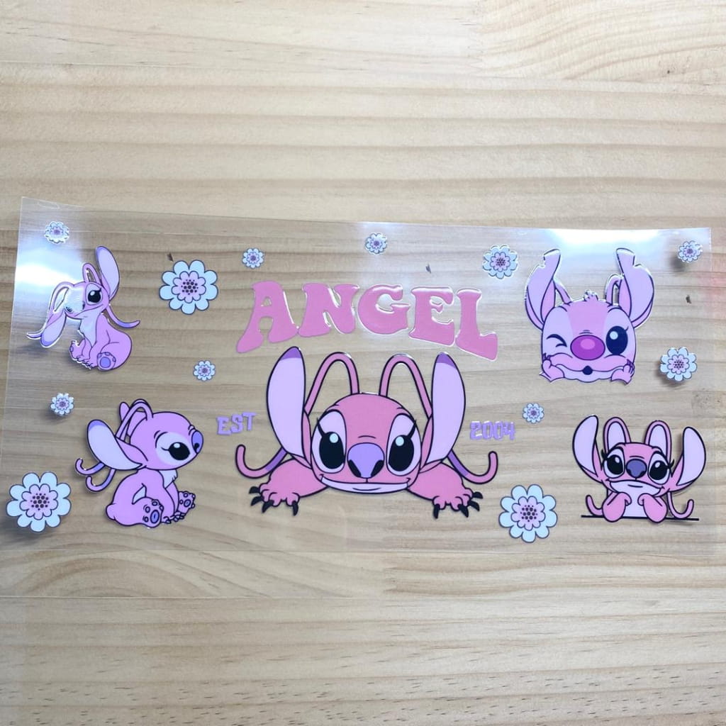 16oz UVDTF Cup Wraps, Cartoon ,Stitch ,Angel
