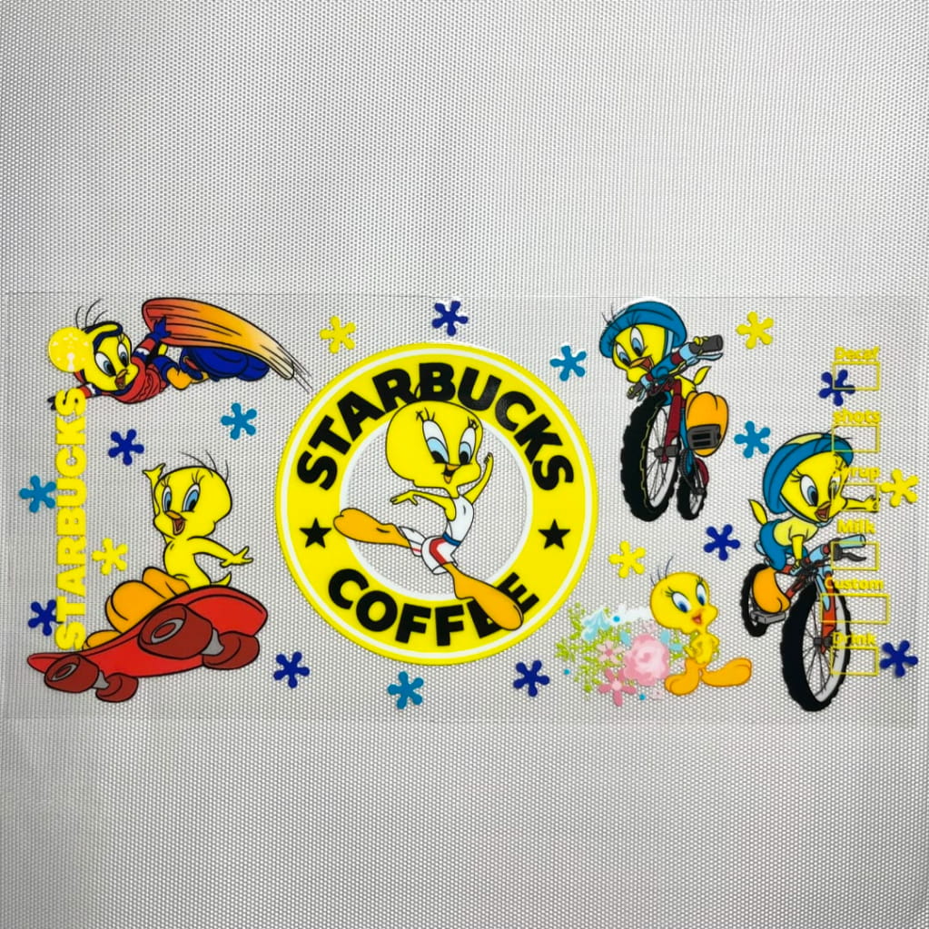 16oz UVDTF Cup Wraps, Cartoon, Looney Tunes Tweety