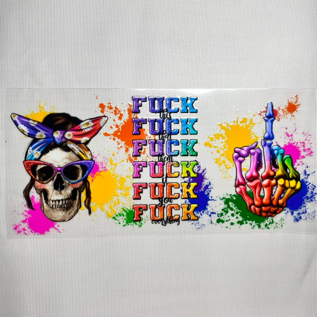 16oz UVDTF Cup Wraps, Bad Words & Fuck & Middle Finger