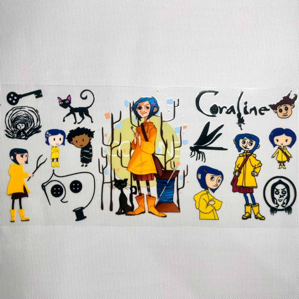 16oz UVDTF Cup Wraps, Cartoon, Coraline