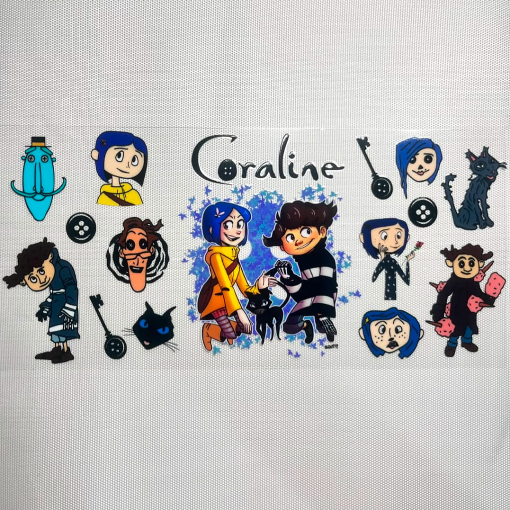 16oz UVDTF Cup Wraps, Cartoon, Coraline
