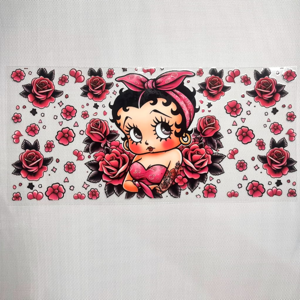 16oz UVDTF Cup Wraps, Betty Boop, Flower