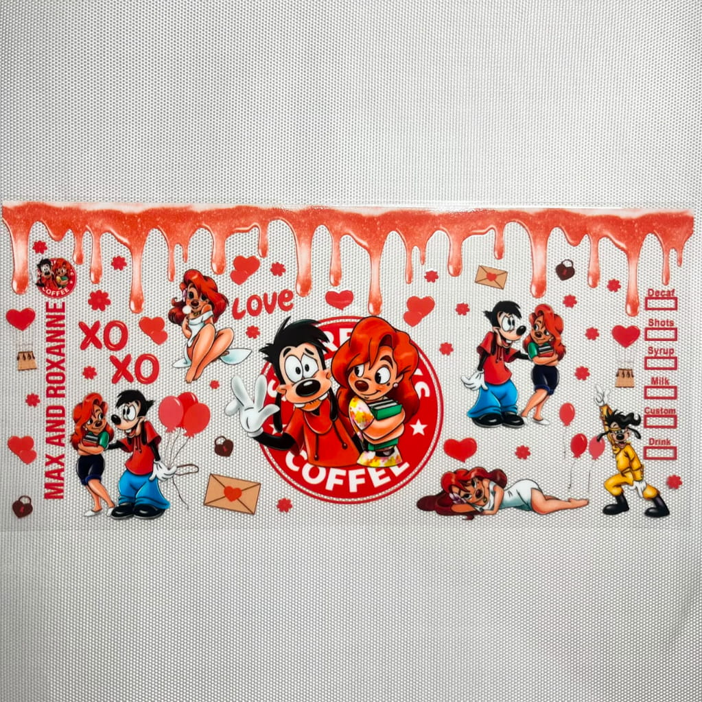 16oz UVDTF Cup Wraps, Cartoon, Max & Roxanne