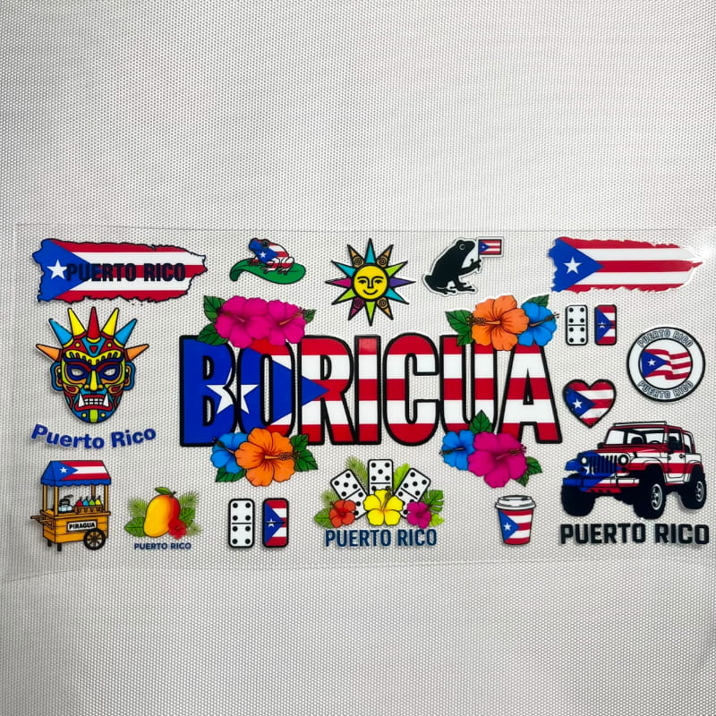 16oz UVDTF Cup Wraps, Puerto Rico & PR Country