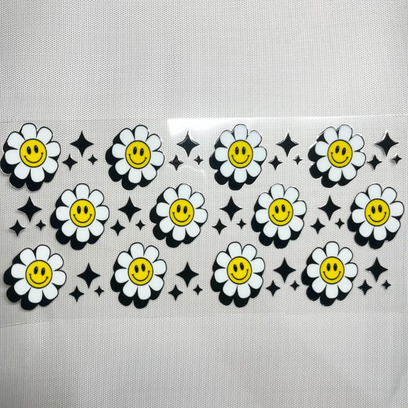 16oz UVDTF Cup Wraps , Daisy Smiley