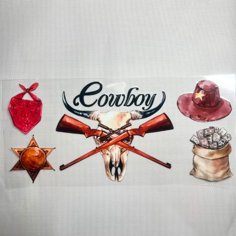 16oz UVDTF Cup Wraps, Cow & Cowboy & Gun