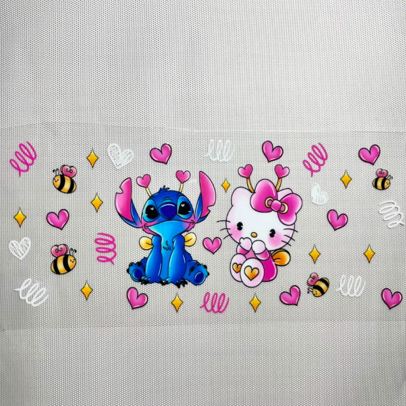 16oz UVDTF Cup Wraps, Cartoon ,Hello Kitty ,Stitch