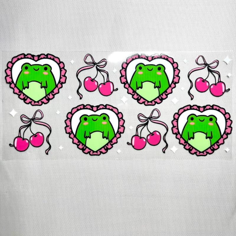 16oz UVDTF Cup Wraps, Cartoon ,Frog ,Heart