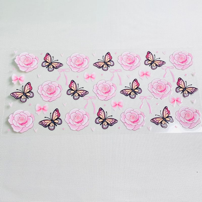 16oz UVDTF Cup Wraps, Butterfly ,Flower