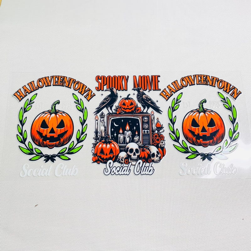 16oz UVDTF Cup Wraps, Horroible, Spooky Vibes, Pumking