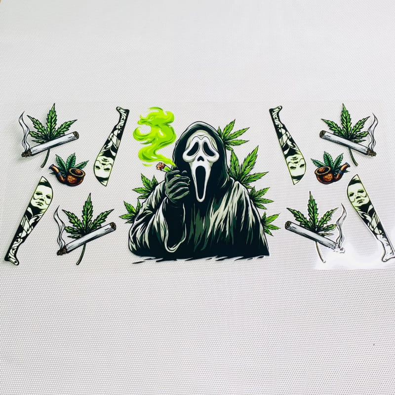 16oz UVDTF Cup Wraps, Halloween,Horroible, Spooky Vibes, Tobacco & 420