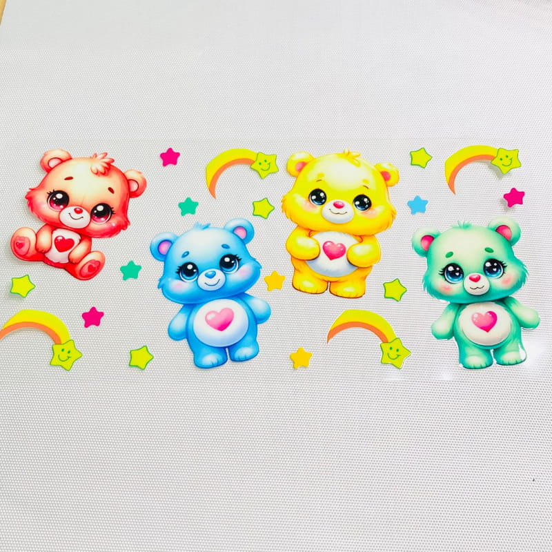 16oz UVDTF Cup Wraps, Cartoon, Care Bears