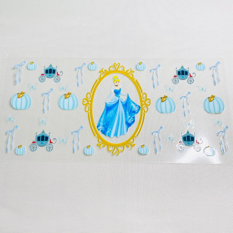 16oz UVDTF Cup Wraps,Cartoon Princess, Cinderella