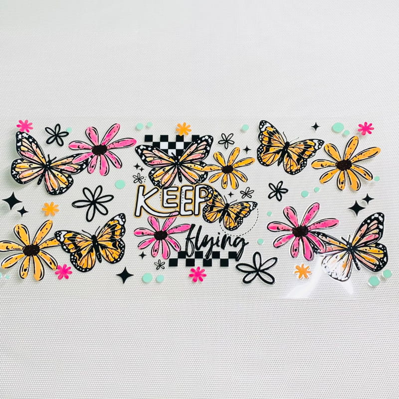 16oz UVDTF Cup Wraps, Positive Words, Butterfly