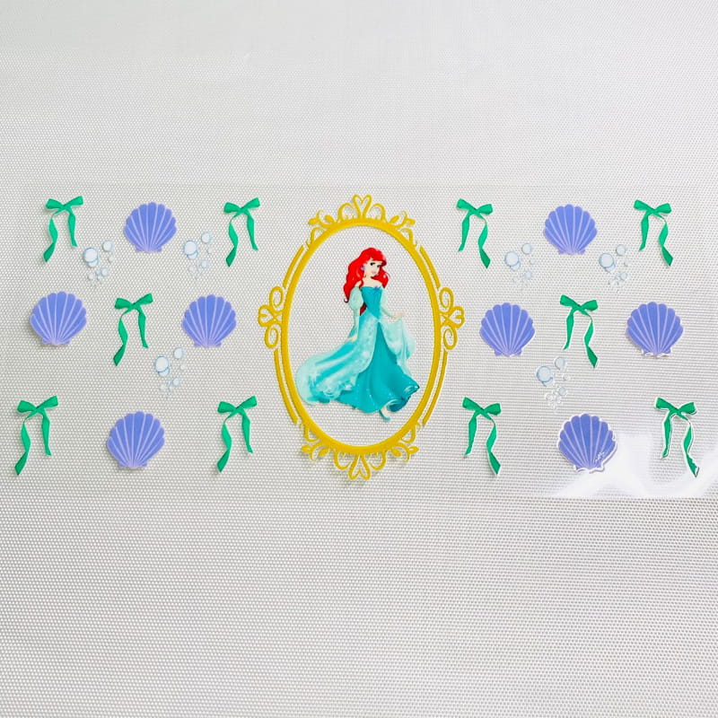 16oz UVDTF Cup Wraps,Cartoon Princess, Ariel & Mermaid