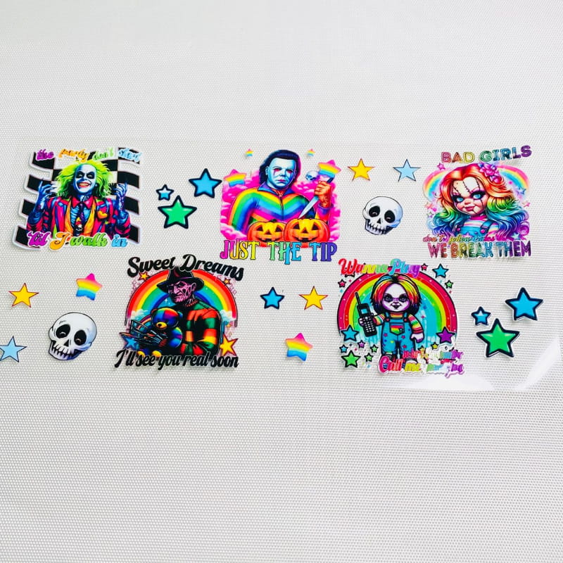16oz UVDTF Cup Wraps, Horroible, Spooky Vibes, Bad Boys