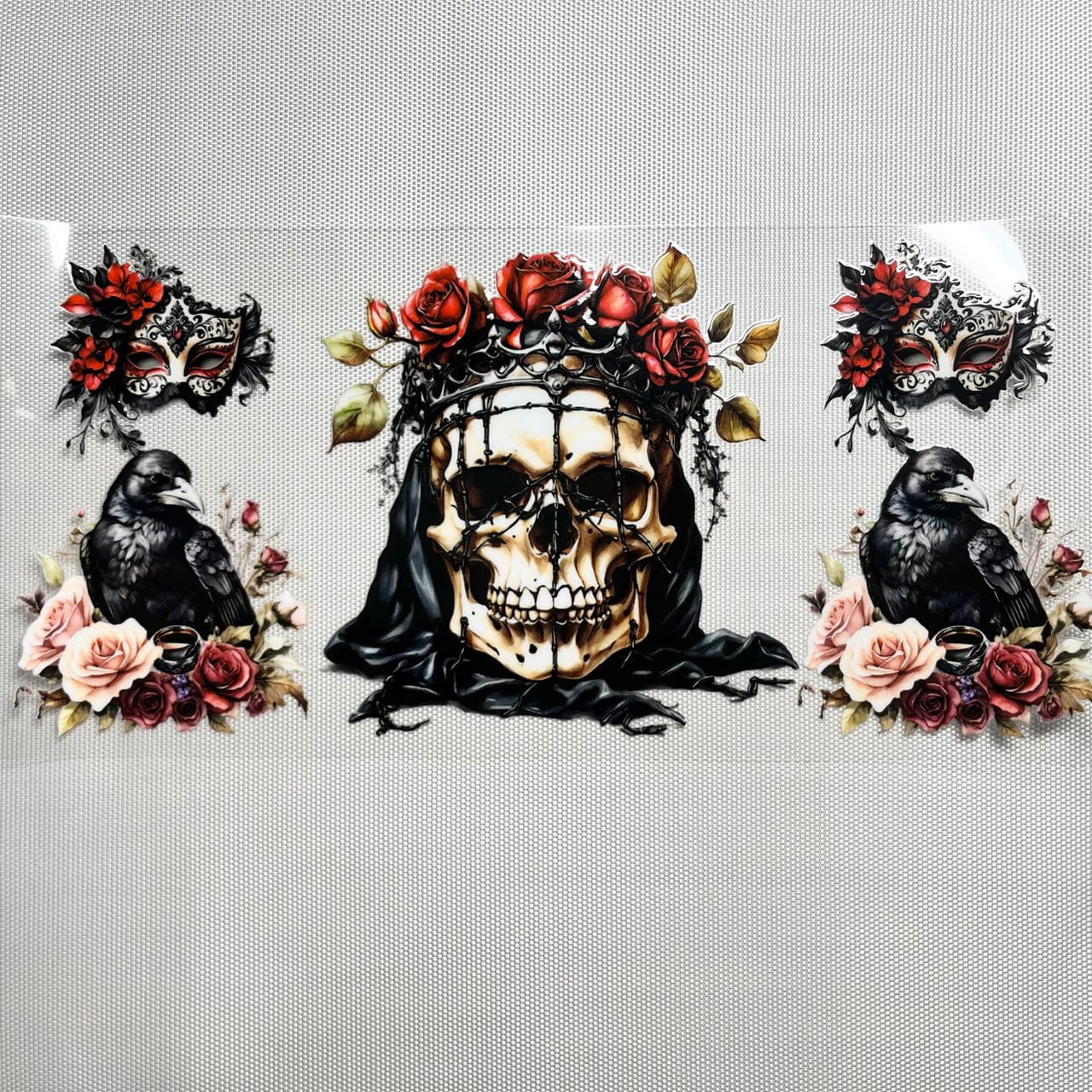 16oz UVDTF Cup Wraps, Cartoon ,Spooky Vibes ,Skull