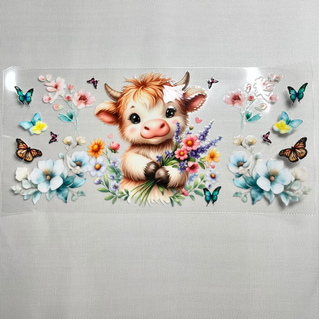 16oz UVDTF Cup Wraps, Cow With Flower
