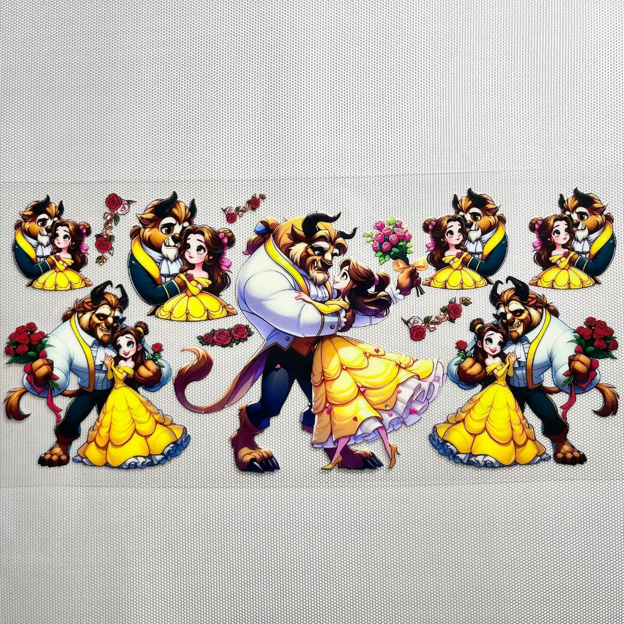 16oz UVDTF Cup Wraps, Cartoon Princess ,Bella, The Beauty and Beast