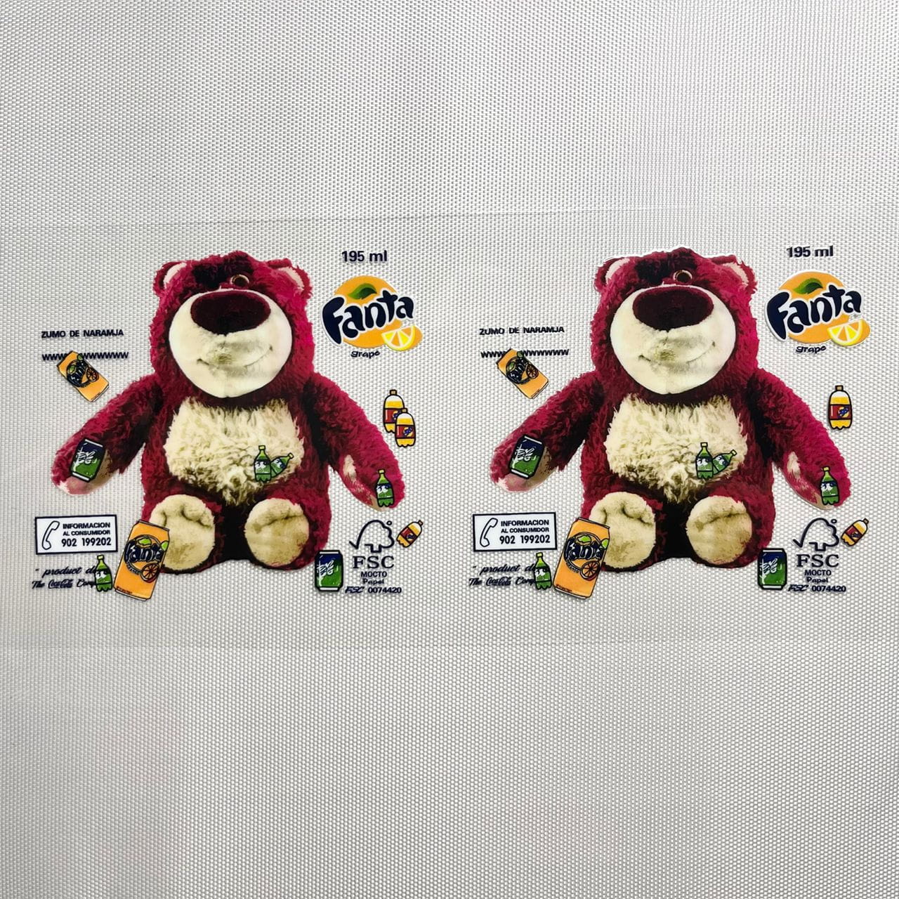 16oz UVDTF Cup Wraps, Cartoon , Toy Story , Lotos , Strawberry Bear With Fanta
