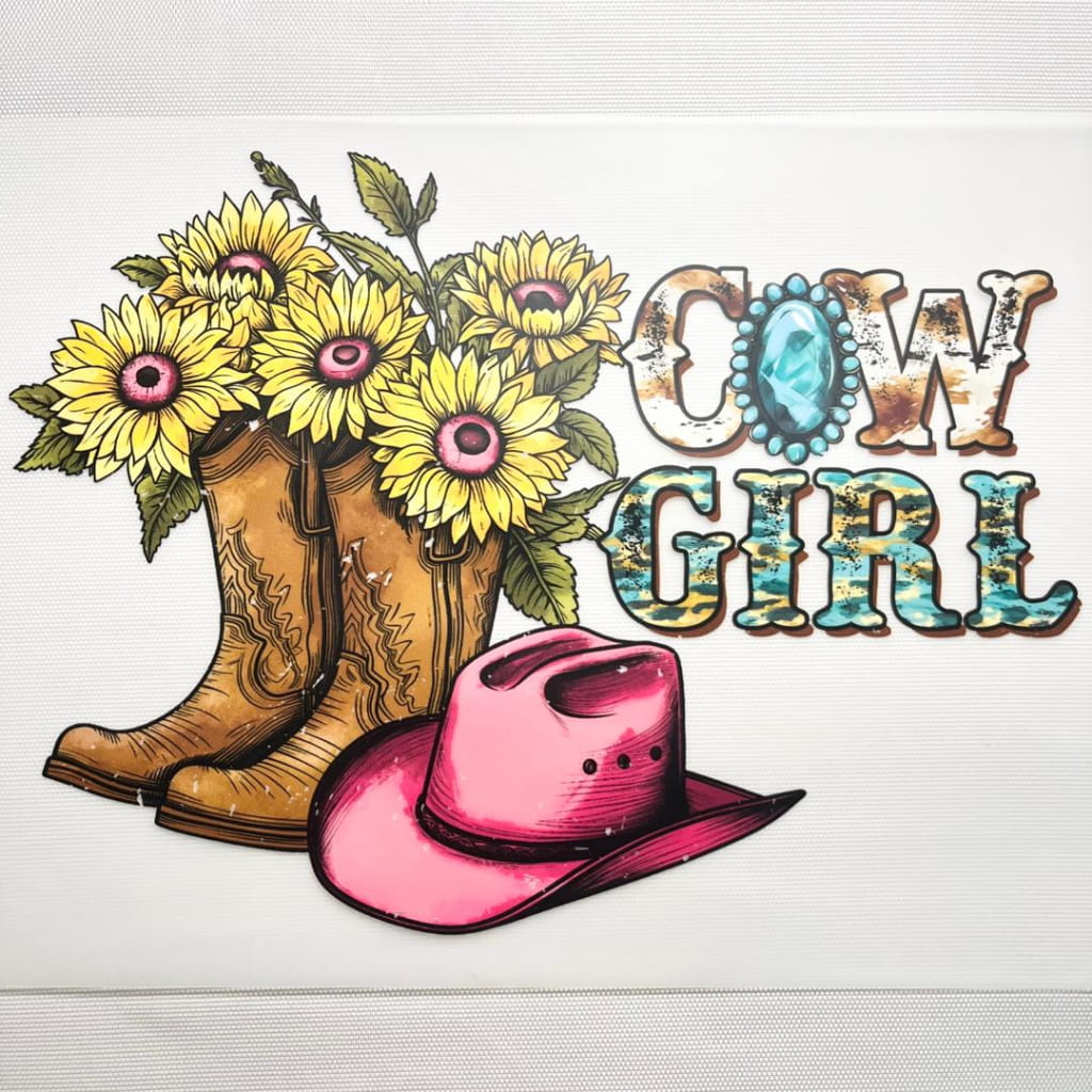 10inch Size DTF Heat Transfer ,Cow Girl With Boots