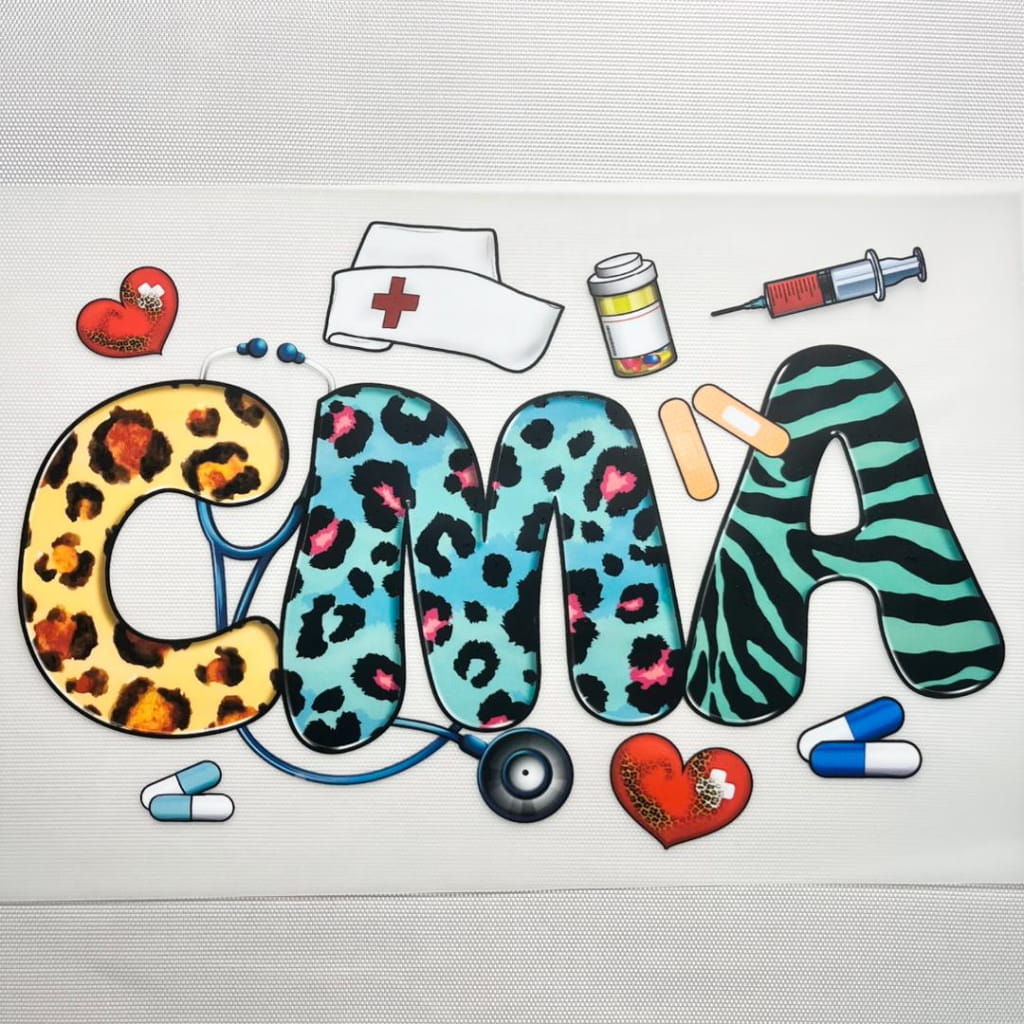 10inch Size DTF Heat Transfer ,Nurse & CMA