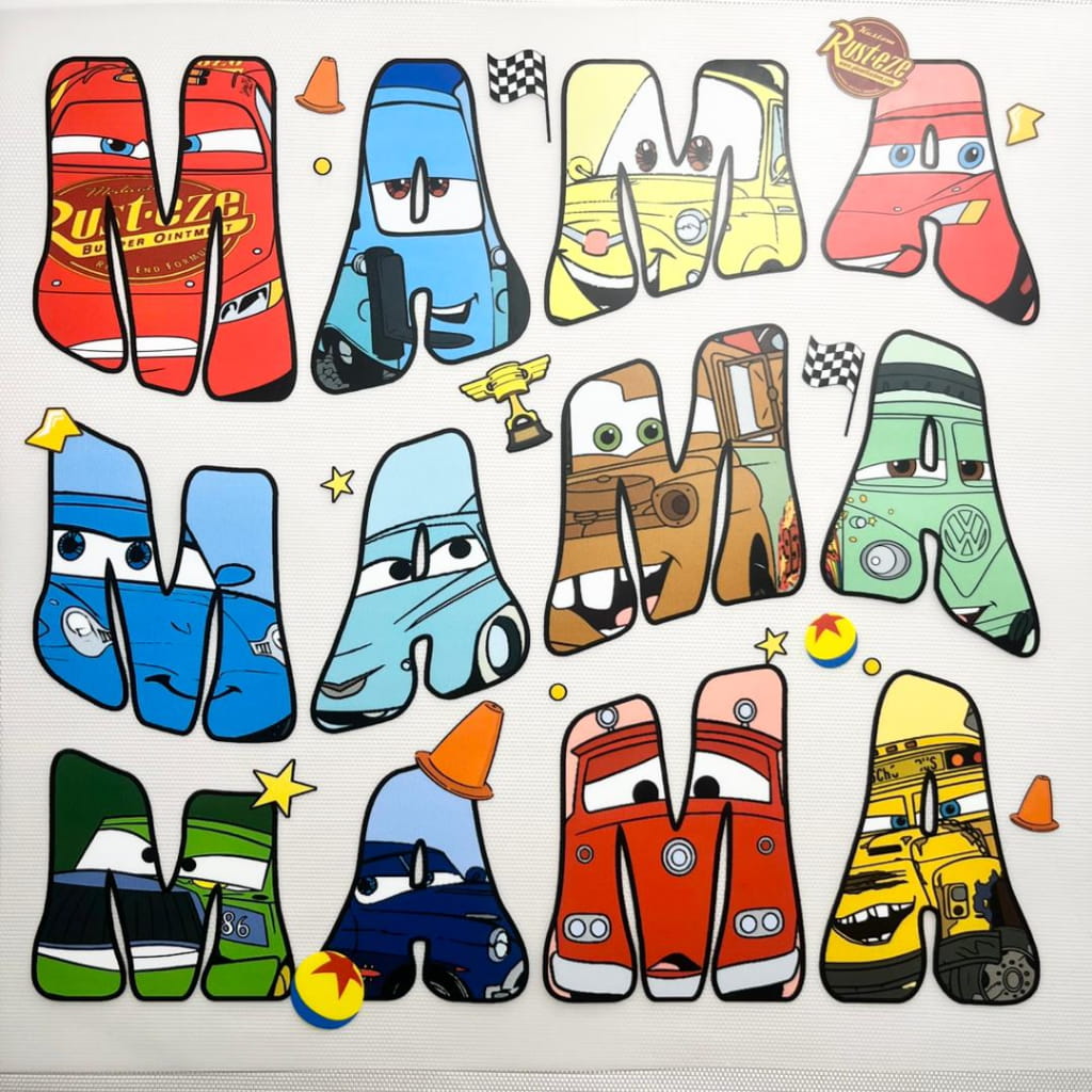 10inch Size DTF Heat Transfer ,Cartoon Cars ,Mama