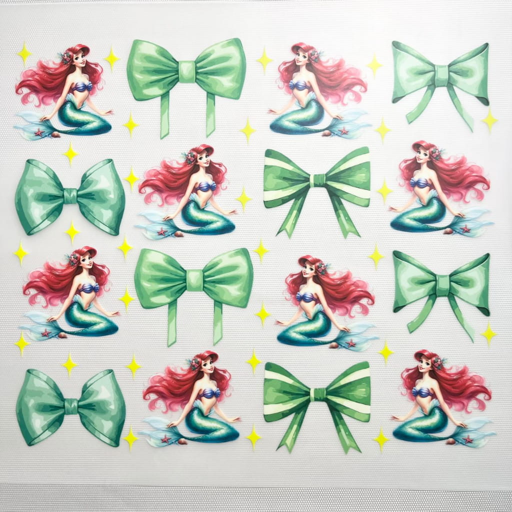 10inch Size DTF Heat Transfer, Cartoon , Princess Ariel Mermaid