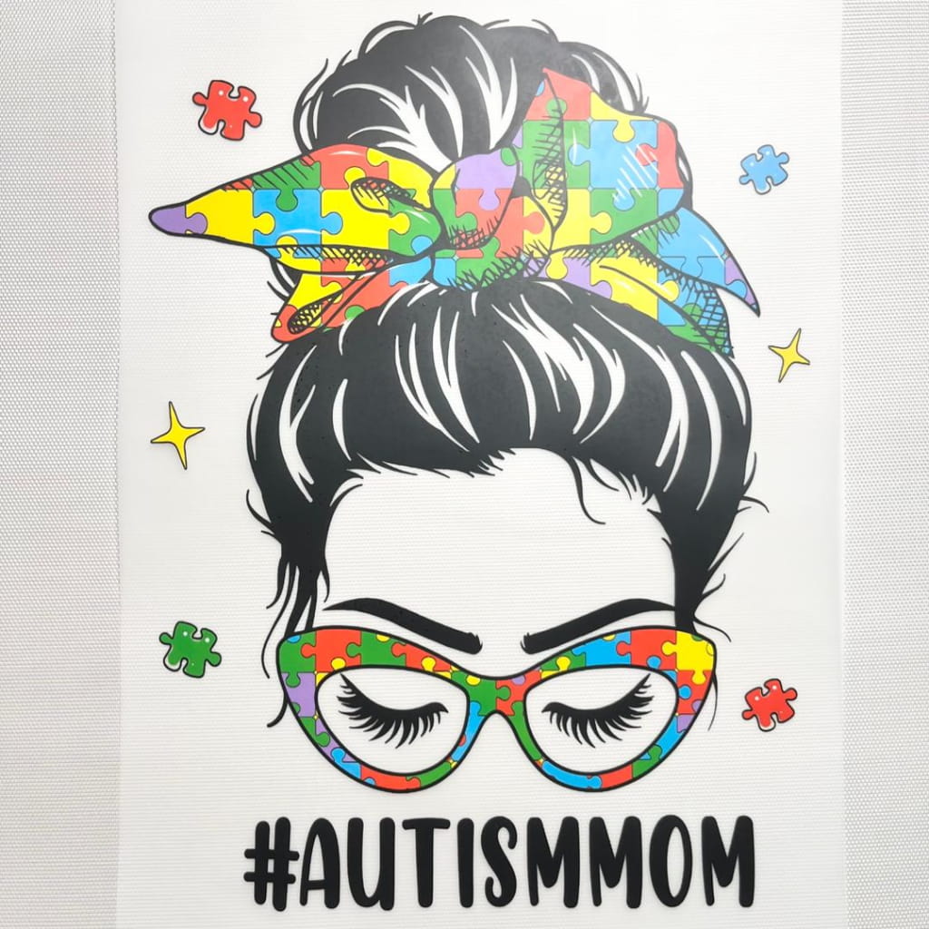 10inch Size DTF Heat Transfer, Autism Mom