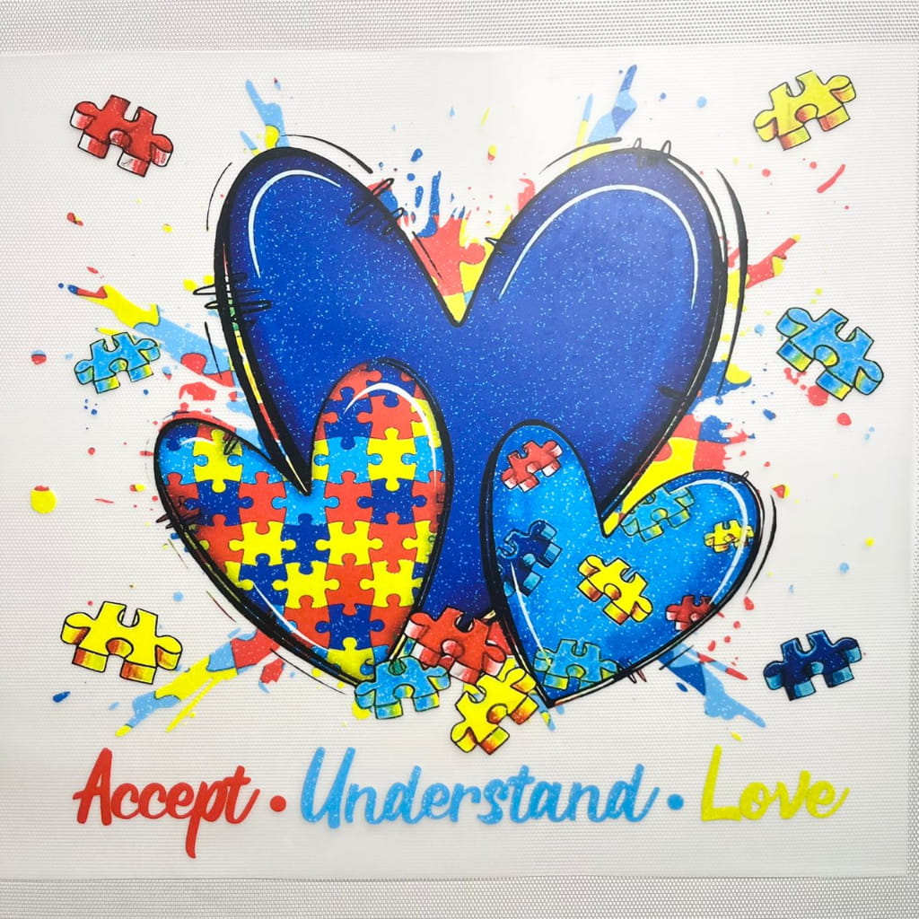 10inch Size DTF Heat Transfer, Autism Heart