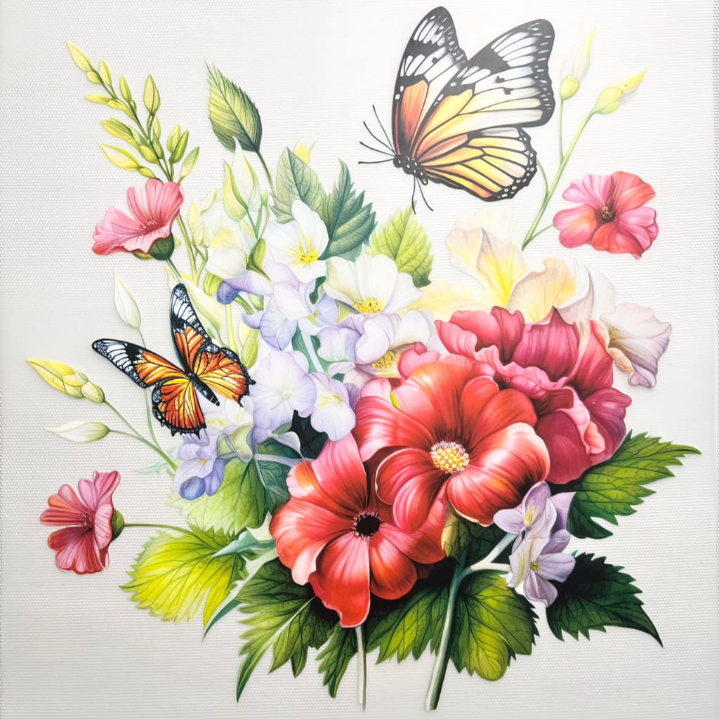 10inch Size DTF Heat Transfer, Butterfly & Flower