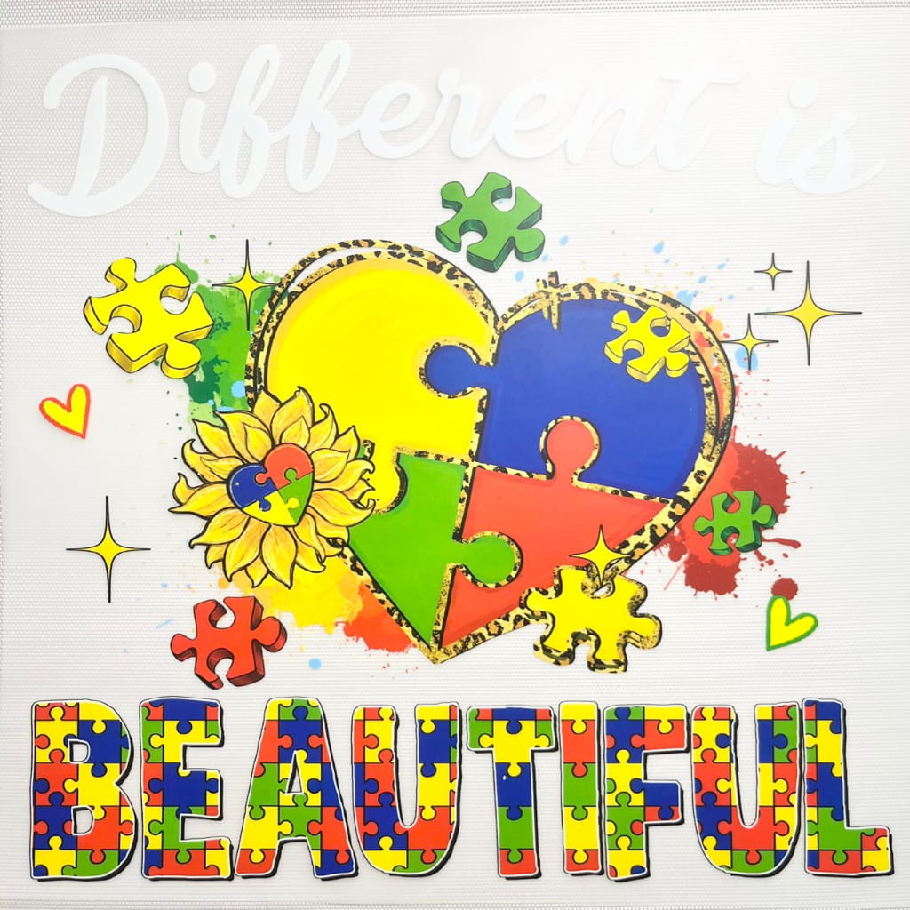 10inch Size DTF Heat Transfer, Autism Heart