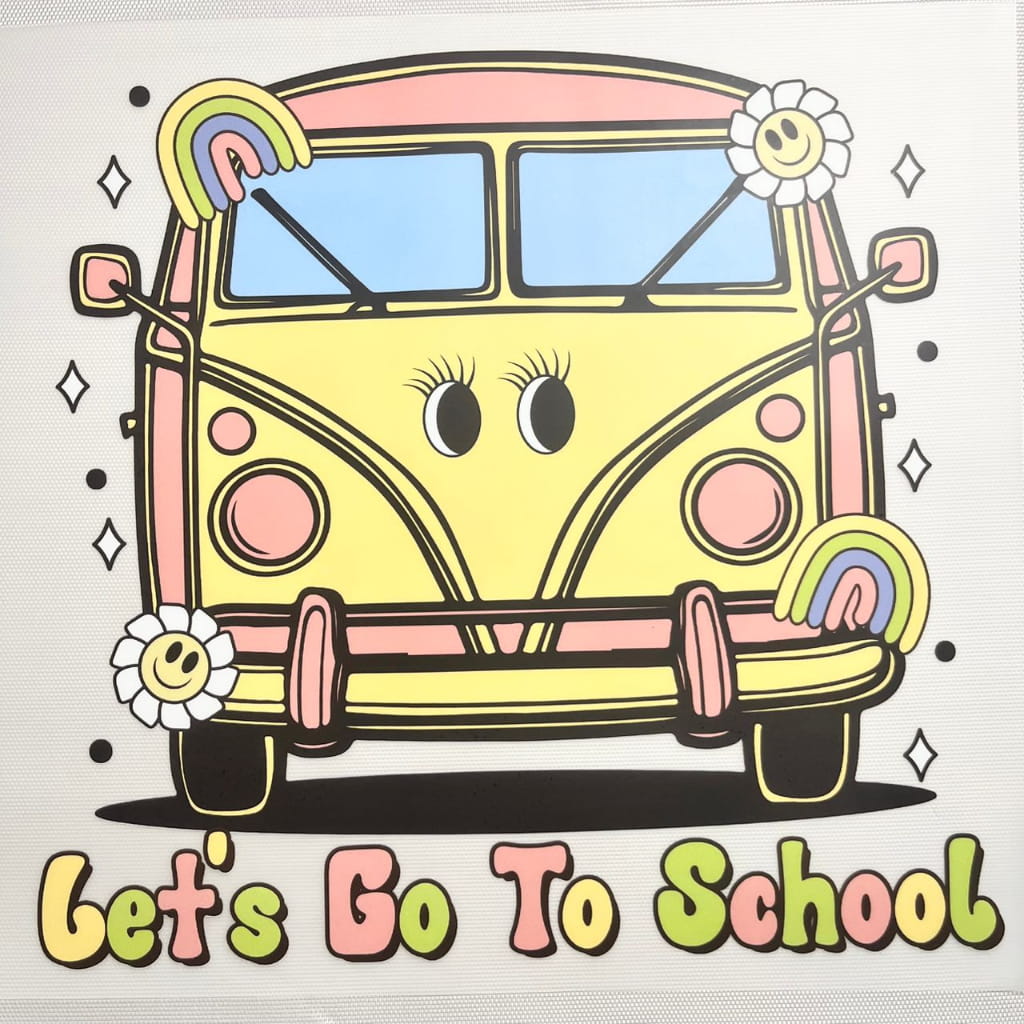 10inch Size DTF Heat Transfer, School Bus