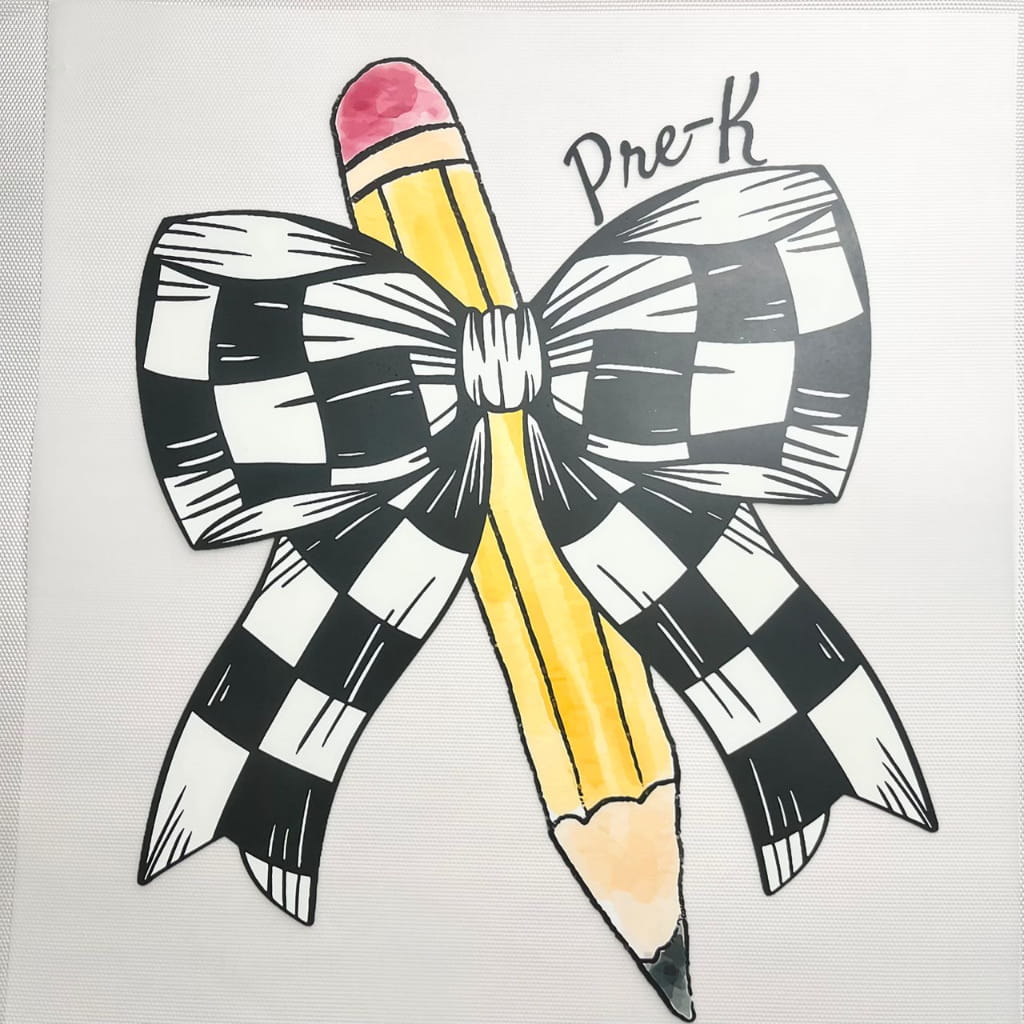 10inch Size DTF Heat Transfer,Teacher With Bow