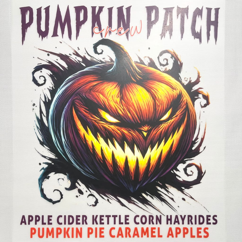 10inch Size DTF Heat Transfer, Halloween ,Horroible ,Pumpkin Patch