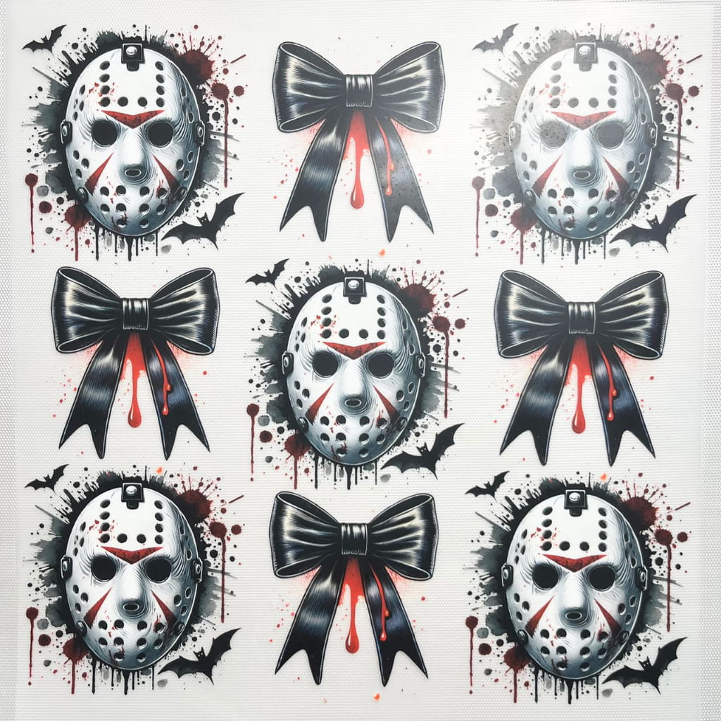 10inch Size DTF Heat Transfer, Halloween ,Horroible ,Bownet & Bow