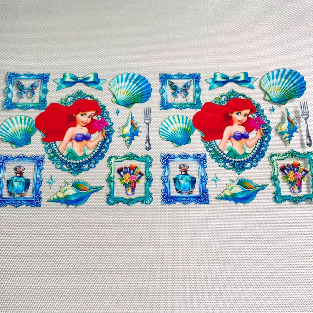 16oz UVDTF Cup Wraps,Cartoon , Princess ,Ariel & Mermaid