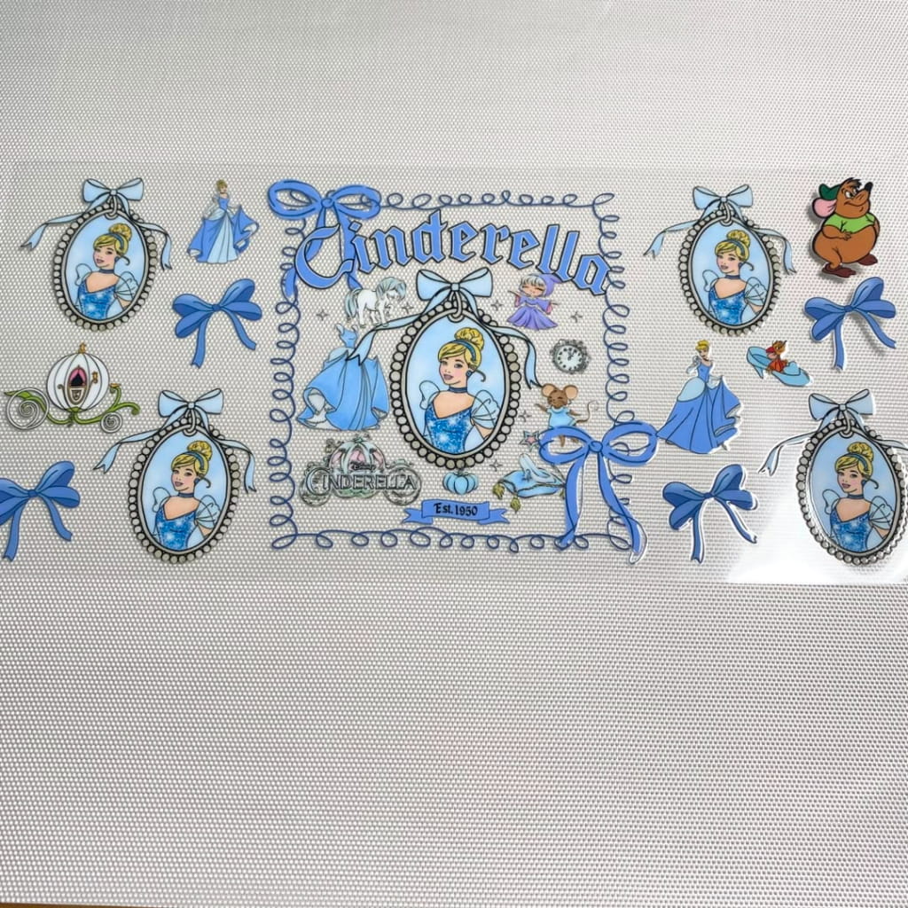 16oz UVDTF Cup Wraps,Cartoon , Princess ,Cinderella