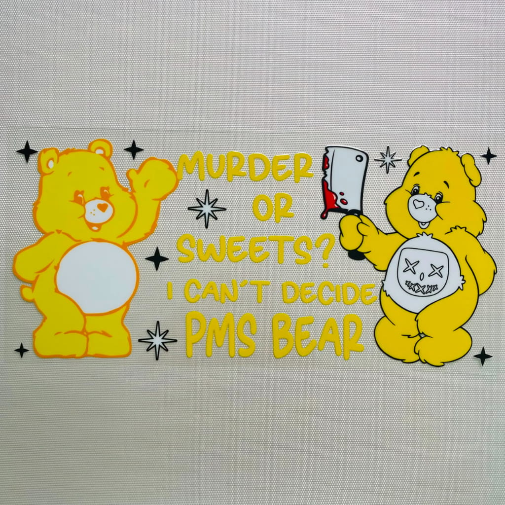 16oz UVDTF Cup Wraps, Cartoon ,Care Bear With Bad Words ,Swear Bears