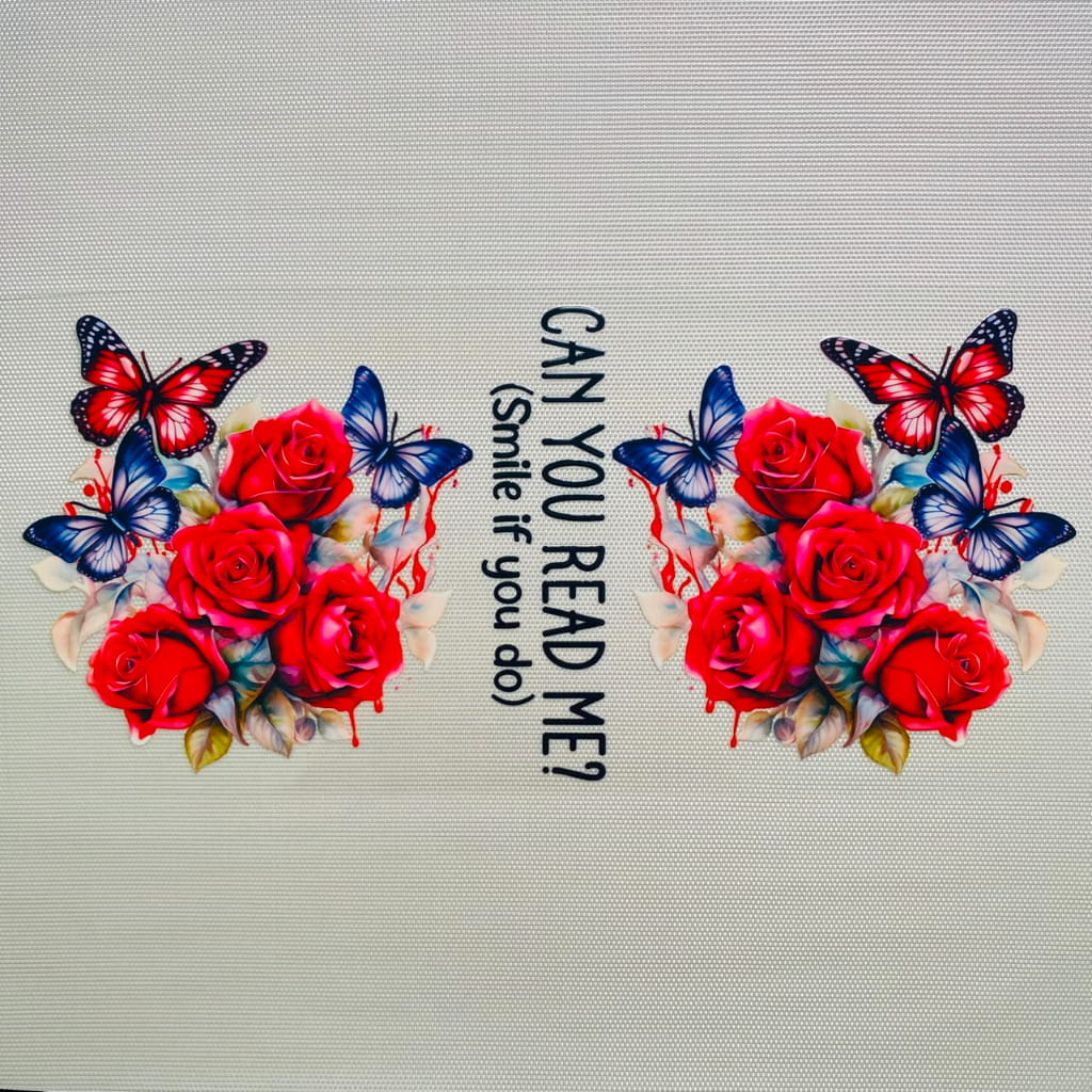 16oz UVDTF Cup Wraps,Butterfly & Rose Flowers With Words