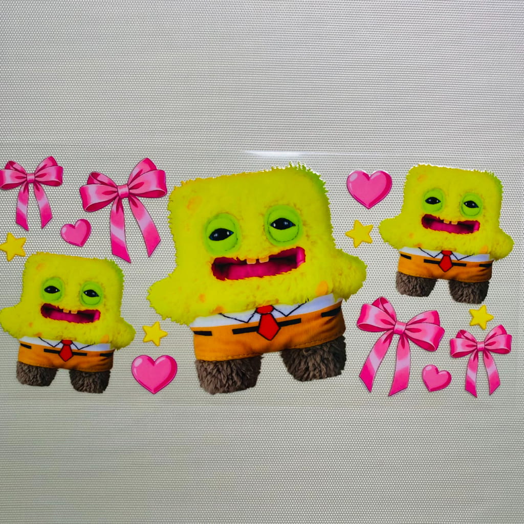 16oz UVDTF Cup Wraps, Cartoon ,Spongebob With Bow