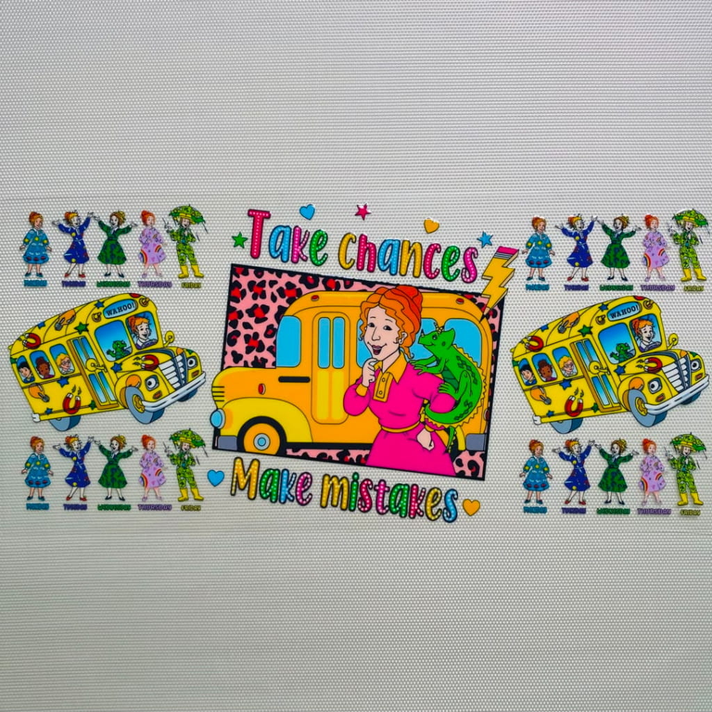 16oz UVDTF Cup Wraps,Cartoon ,Magic School Bus