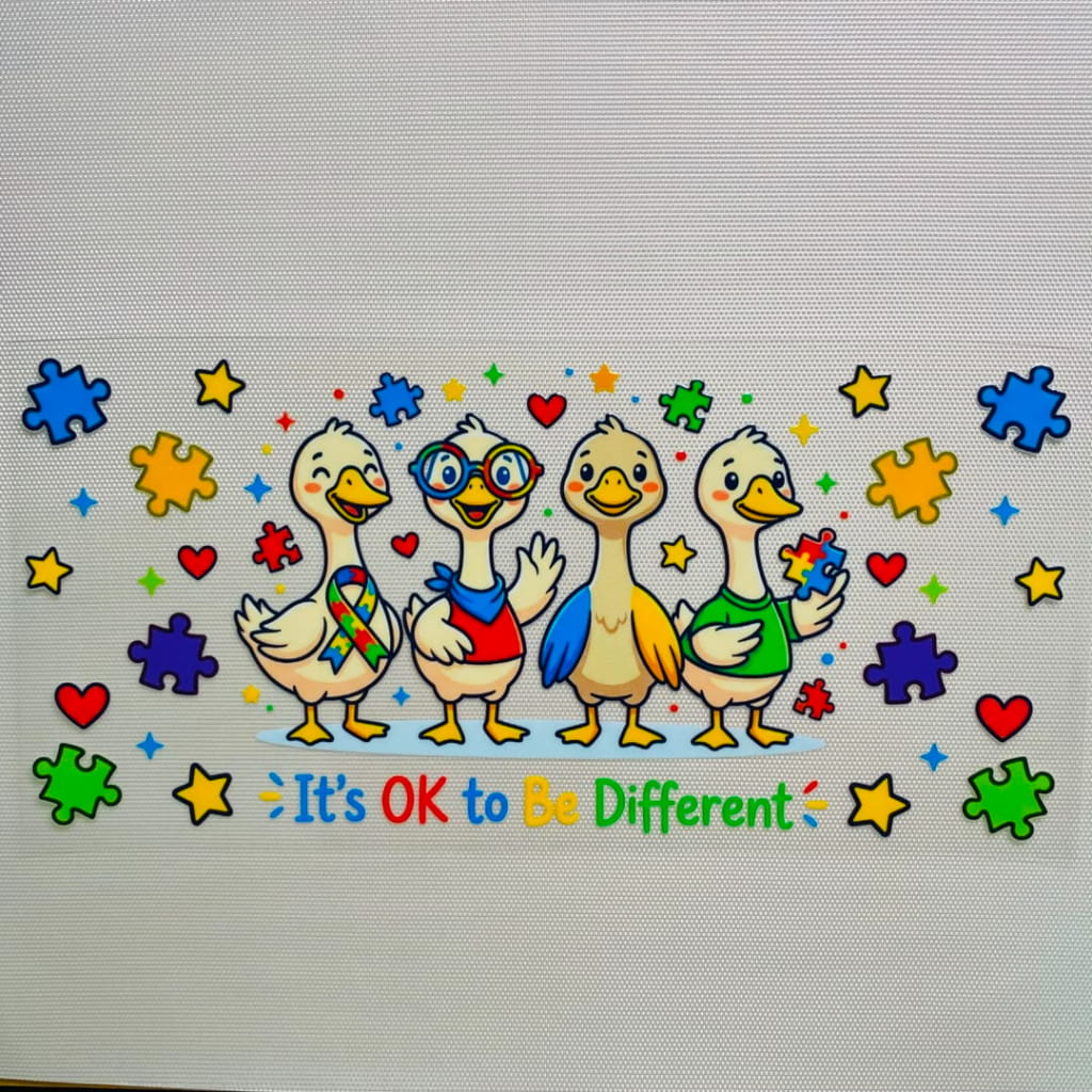 16oz UVDTF Cup Wraps, Cartoon ,Autism Ducks