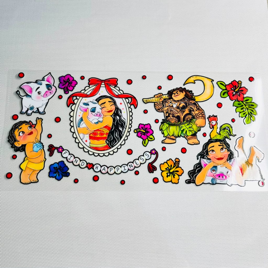 16oz UVDTF Cup Wraps, Cartoon Princess ,Moana