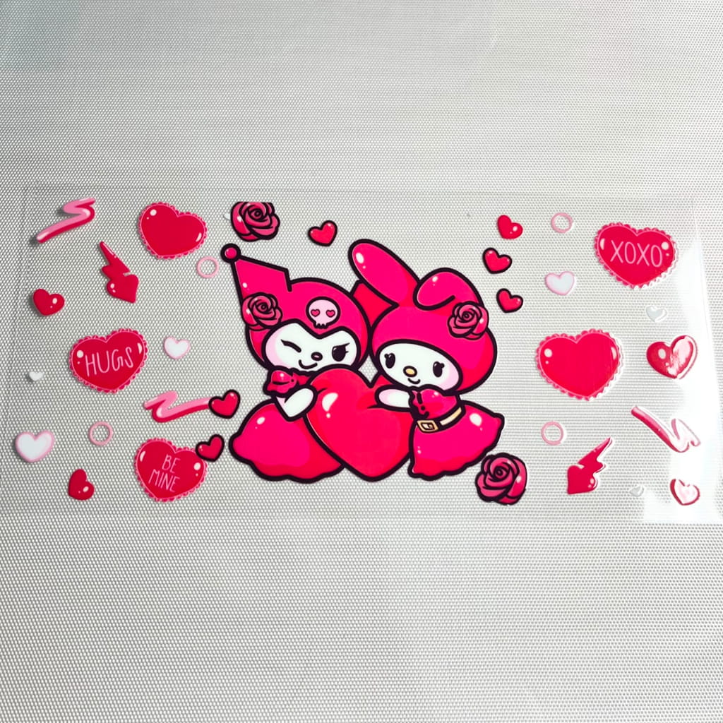 16oz UVDTF Cup Wraps, Cartoon ,Sanrio , Kuromi & Melody