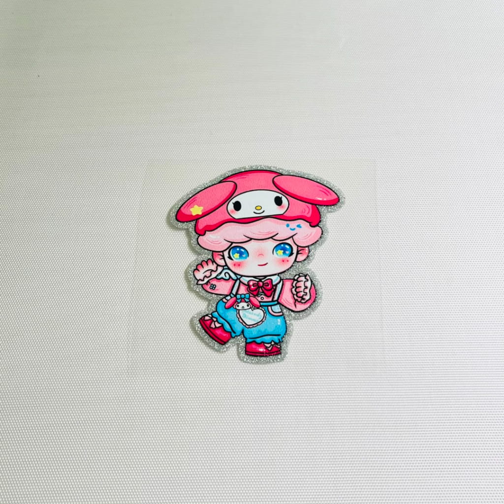 4inch Decals Shiny Glitter Cup Wraps, Water Proof,Cartoon ,Pop Mart ,Dimoo