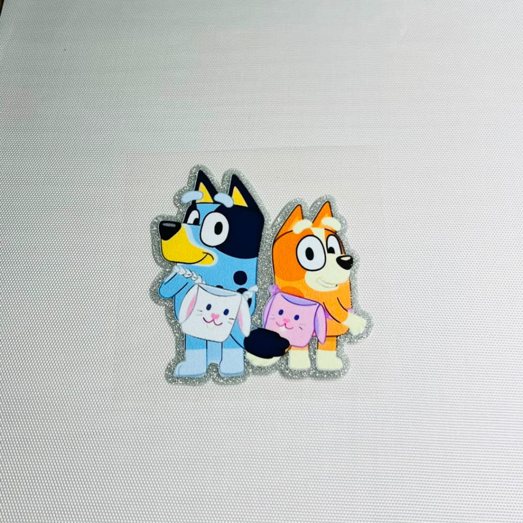 4inch Decals Shiny Glitter Cup Wraps, Water Proof, Cartoon, Bluey