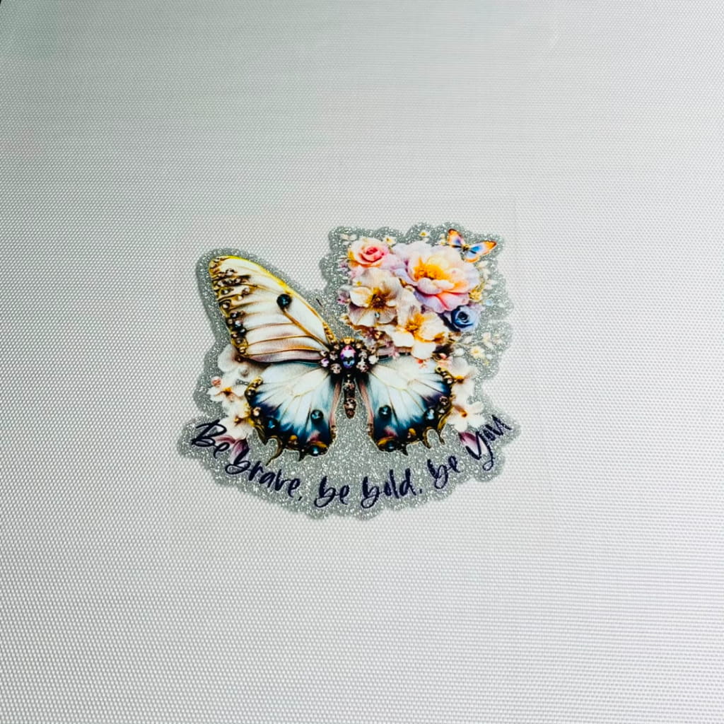 4inch Decals Shiny Glitter Cup Wraps, Water Proof, Butterfly