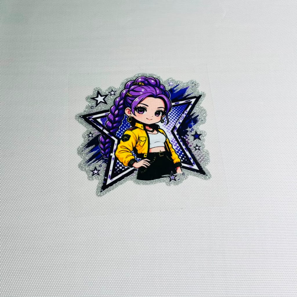 4inch Decals Shiny Glitter Cup Wraps, Water Proof, Cartoon, Kpop Girl